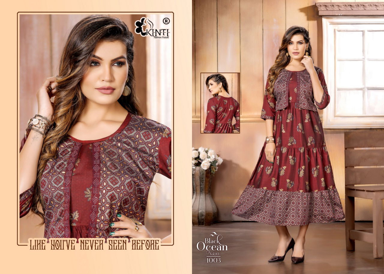 Black Ocean Vol 10 By Kinti Long Designer Kurtis Catalog